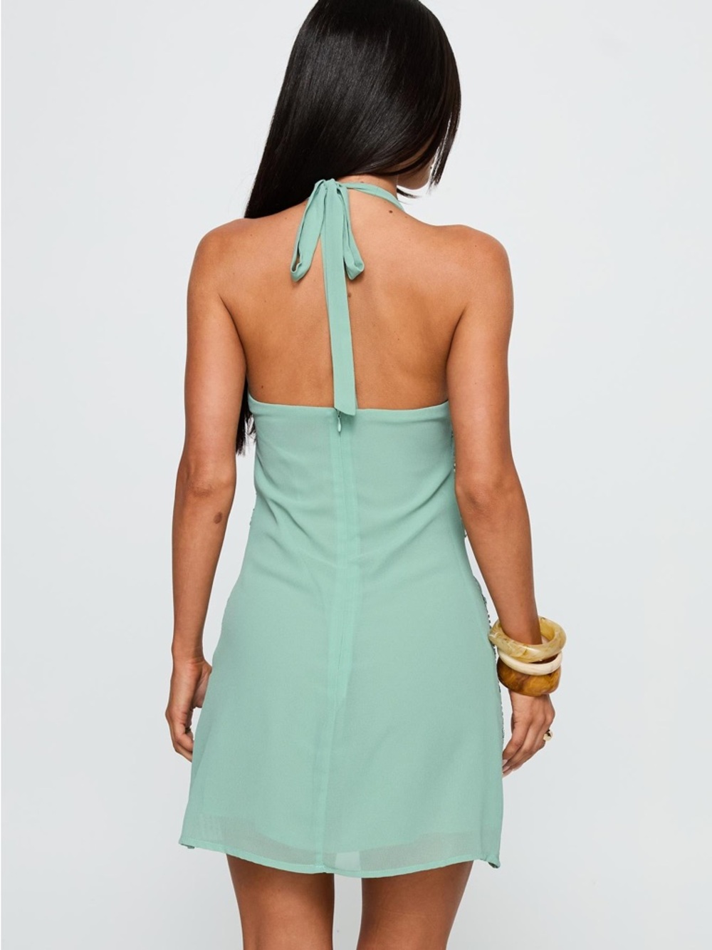 NWT Princess Polly Telenova Halter Mini Dress Green - Picture 4 of 16